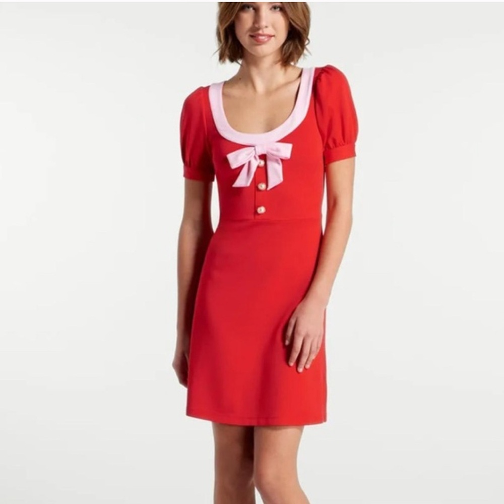 ModCloth Bold Red and Soft Pink Dress